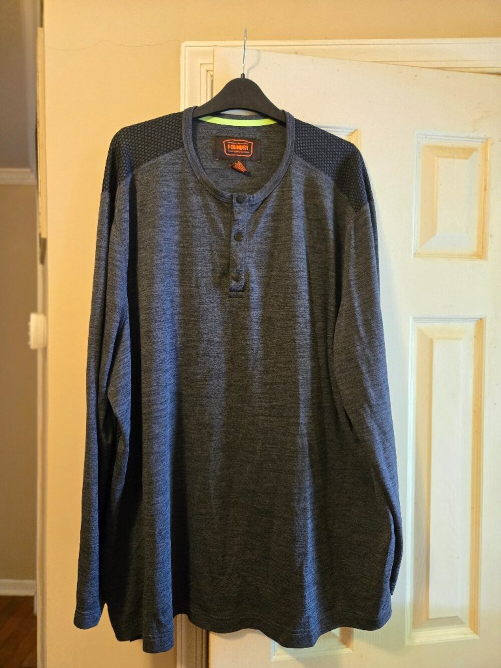 Men's 3 XL Foundry gray 100% polyester tee, long sleeves